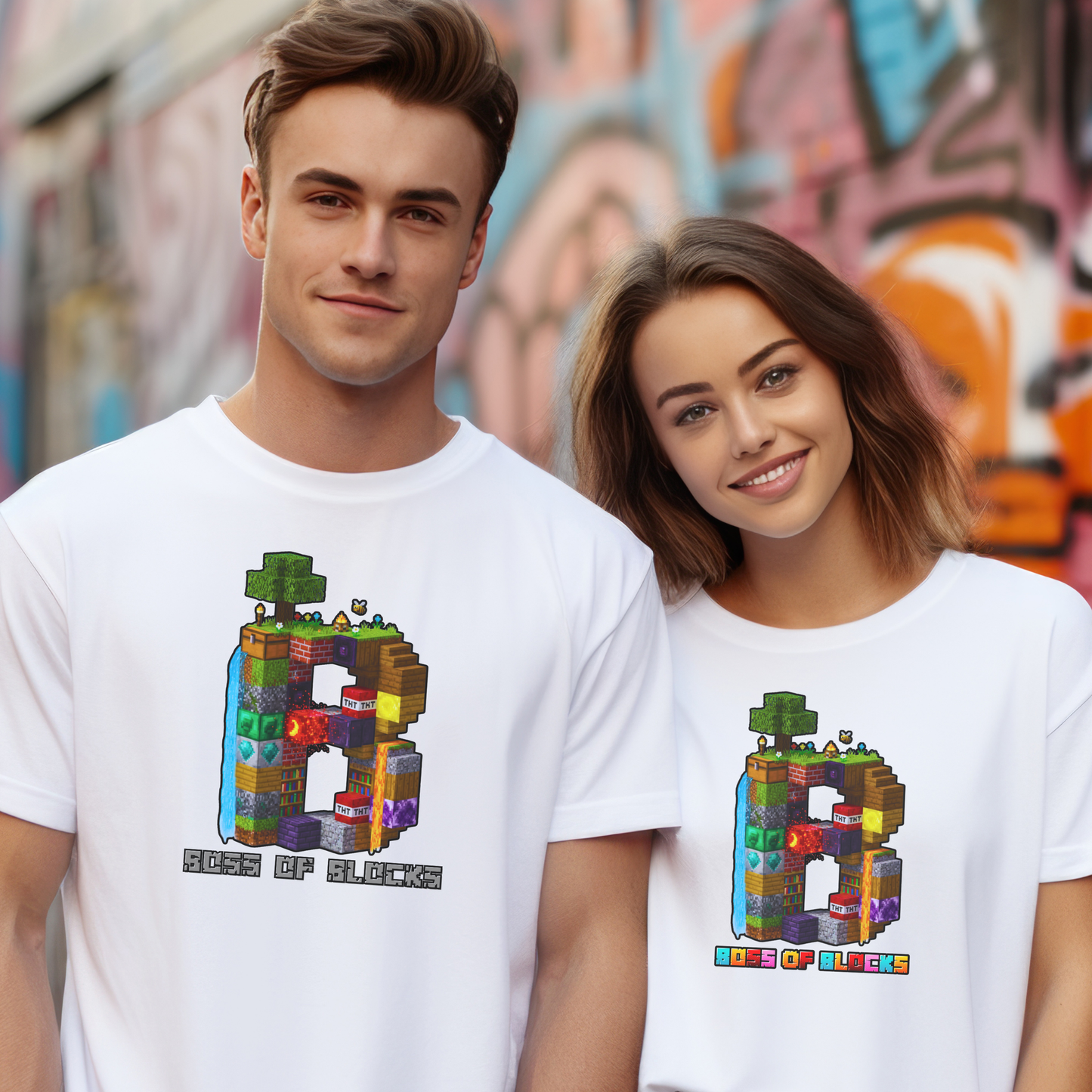 Boss Of Blocks VIBRANT Logo Tee | Family + Life Blocks | Minecraft-Inspired Unisex T-Shirts