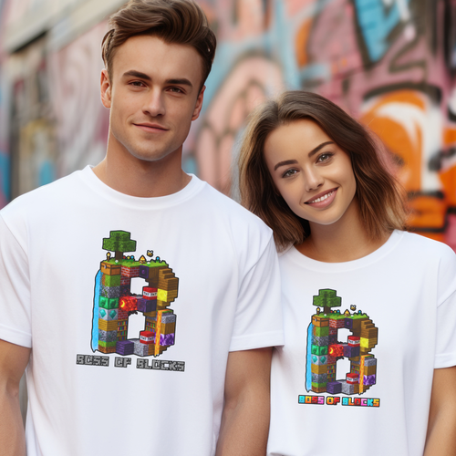 Boss Of Blocks VIBRANT Logo Tee | Family + Life Blocks | Minecraft-Inspired Unisex T-Shirts