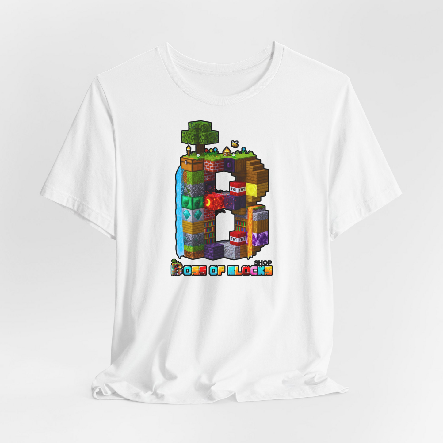 Boss Of Blocks SHOP Logo Tee| Family + Life Blocks | Minecraft-Inspired Unisex T-Shirts