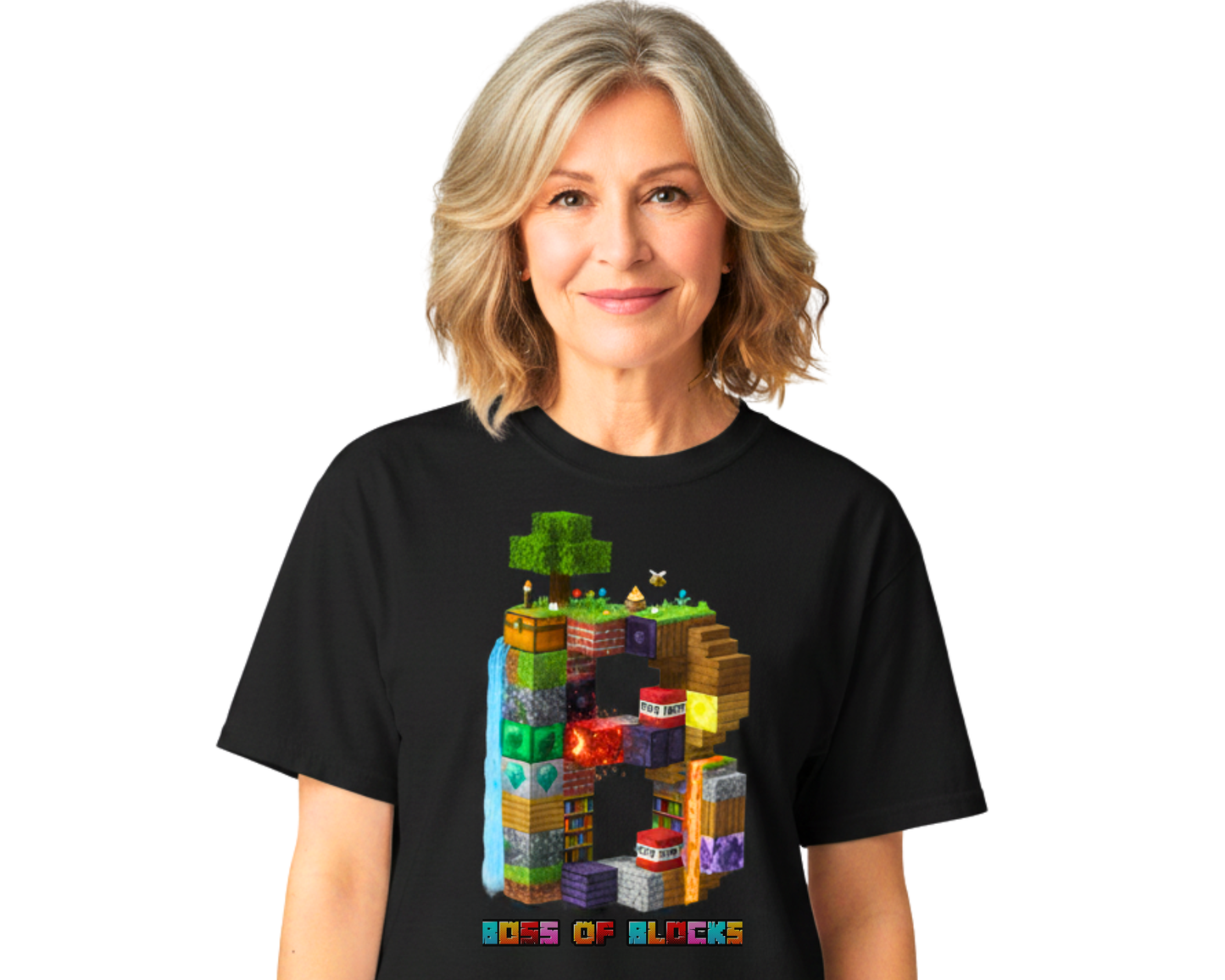 Boss Of Blocks VIBRANT Logo Tee | Family + Life Blocks | Minecraft-Inspired Unisex T-Shirts