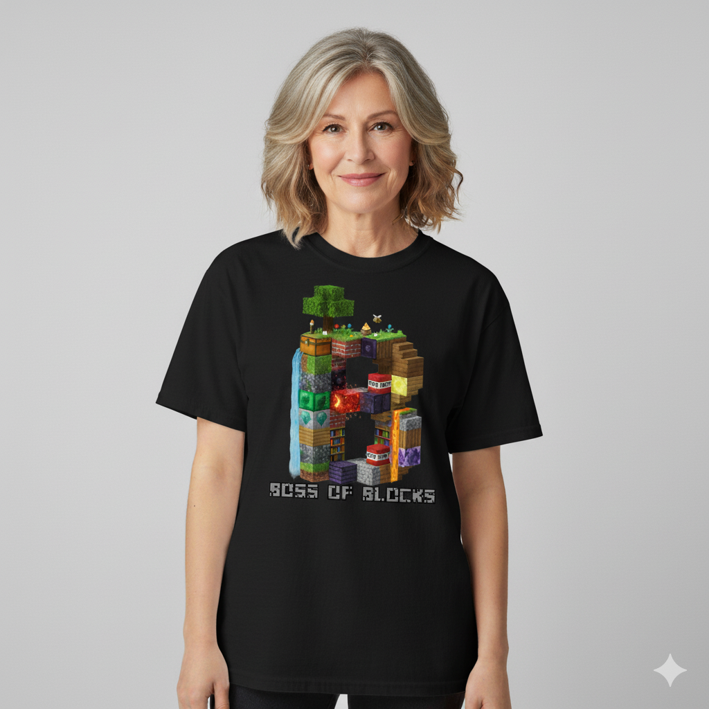 Boss Of Blocks CLASSIC Logo Tee | Family + Life Blocks | Minecraft-Inspired Unisex T-Shirts